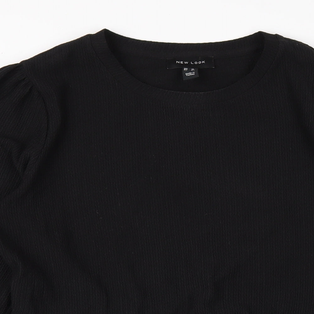 New Look Womens Black Polyester A-Line Size 12 Round Neck Pullover