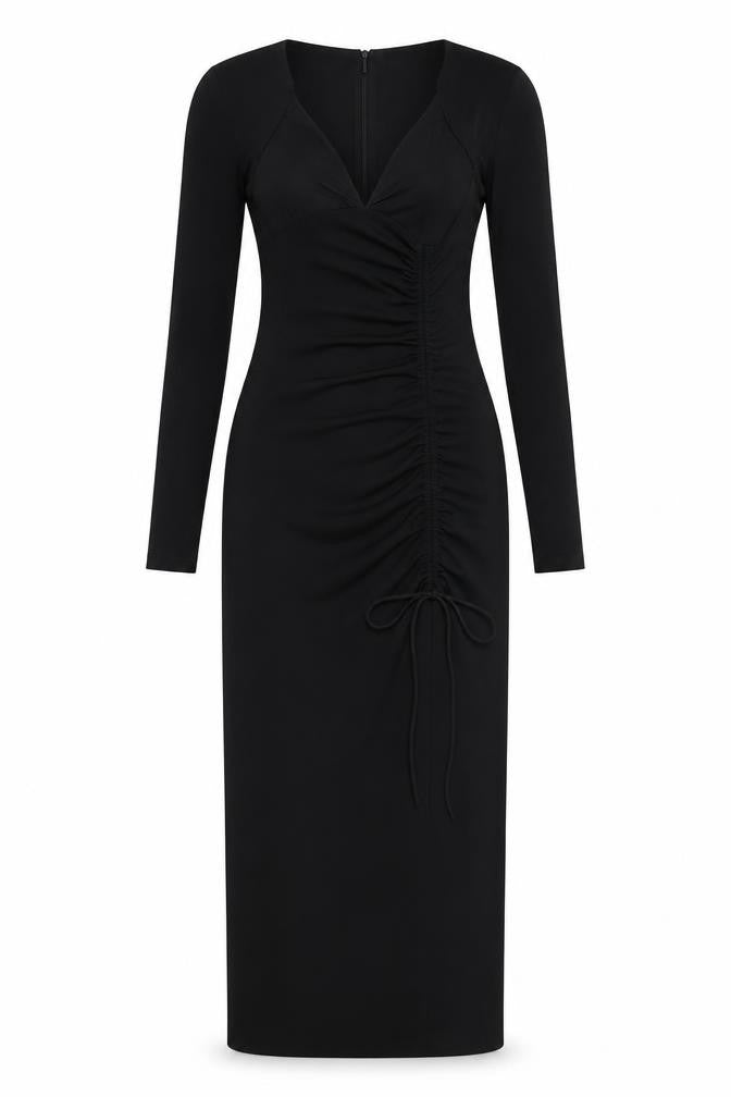 Zara Womens Black Polyester Maxi Size XS Round Neck Zip