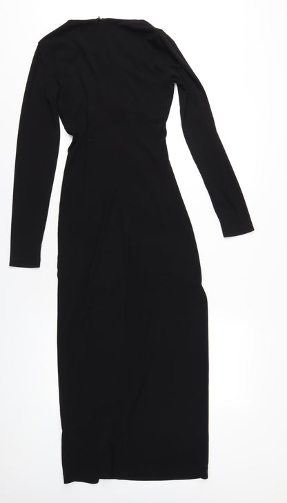 Zara Womens Black Polyester Maxi Size XS Round Neck Zip