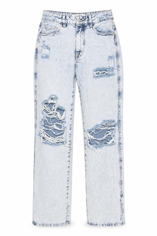 Womens UK Size S Queen Hearts Regular Fit Straight Blue Jeans