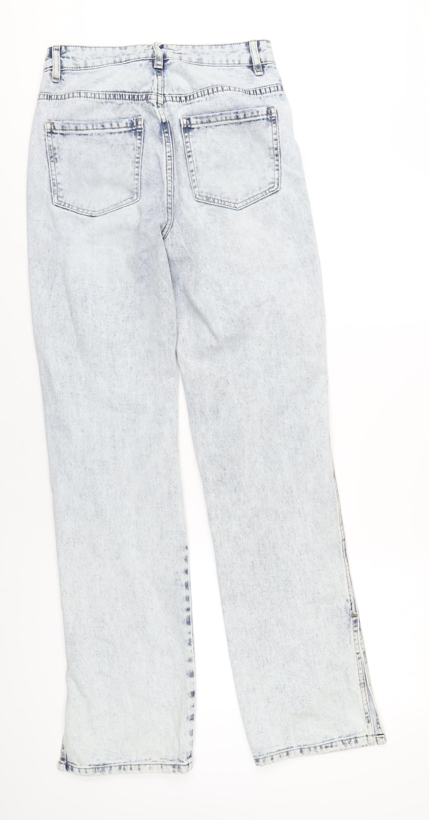 Queen Hearts Womens Blue Cotton Straight Jeans Size S L34 in Regular Zip