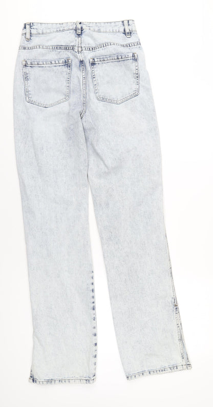 Queen Hearts Womens Blue Cotton Straight Jeans Size S L34 in Regular Zip