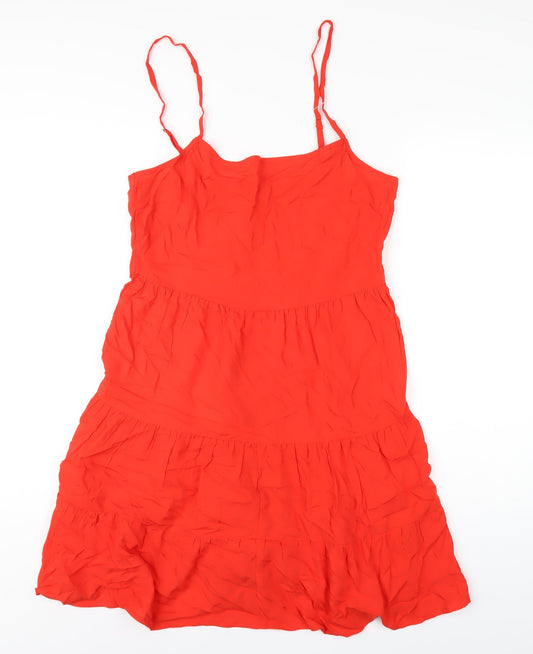 NEXT Womens Red Viscose A-Line Size 14 Square Neck Pullover