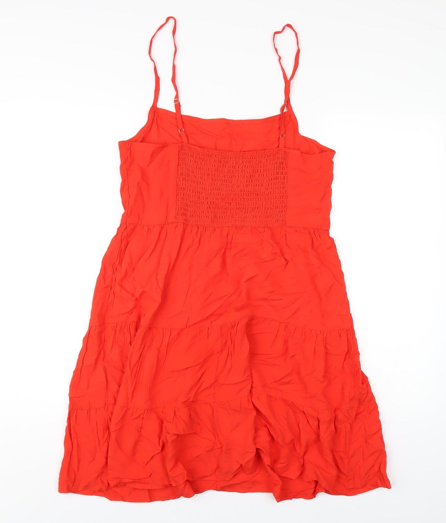 NEXT Womens Red Viscose A-Line Size 14 Square Neck Pullover