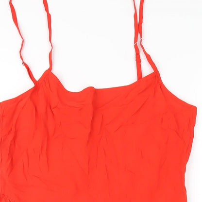 NEXT Womens Red Viscose A-Line Size 14 Square Neck Pullover