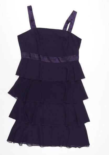 Klass Womens Purple Polyester A-Line Size 18 Square Neck Zip