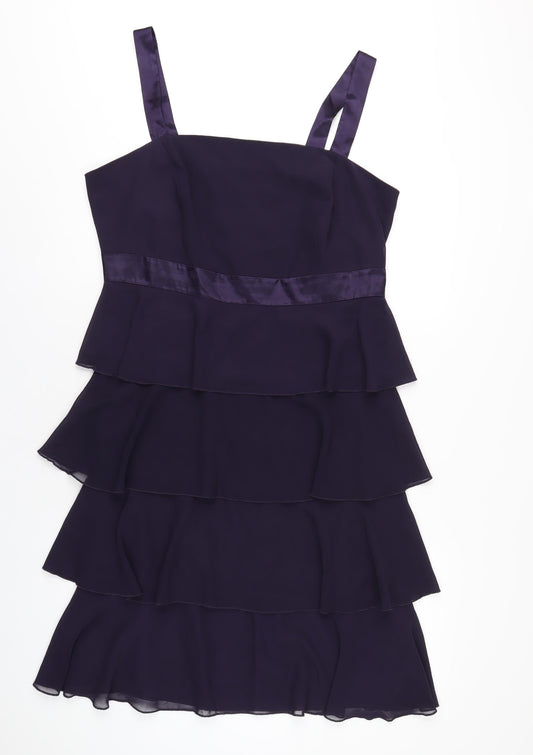 Klass Womens Purple Polyester A-Line Size 18 Square Neck Zip