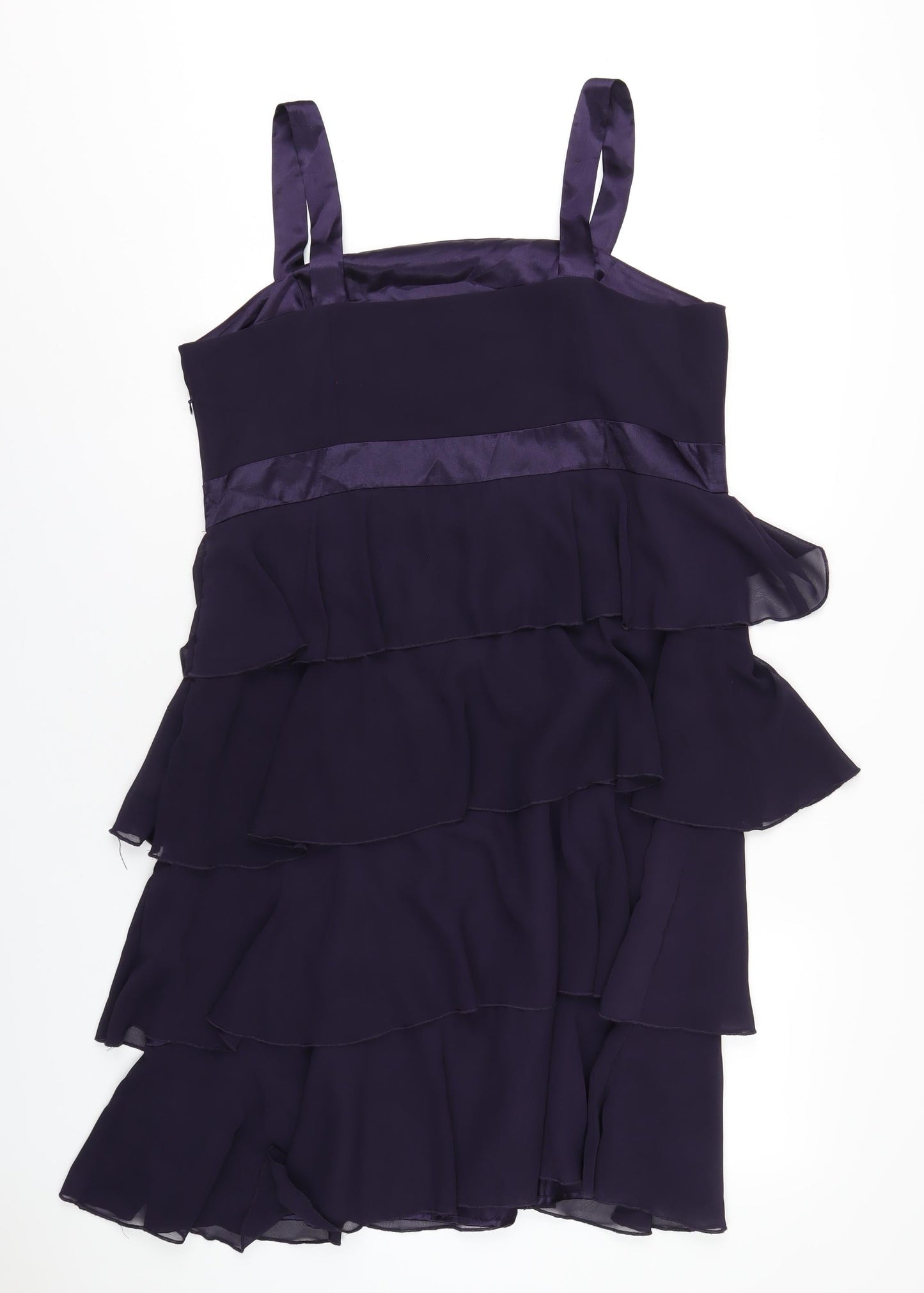 Klass Womens Purple Polyester A-Line Size 18 Square Neck Zip