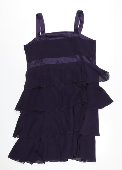 Klass Womens Purple Polyester A-Line Size 18 Square Neck Zip