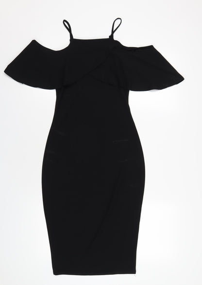 Boohoo Womens Black Polyester Bodycon Size 8 Square Neck Pullover