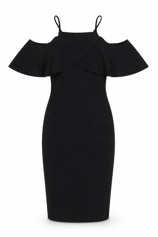 Boohoo Womens Black Polyester Bodycon Size 8 Square Neck Pullover