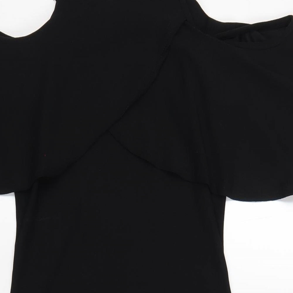 Boohoo Womens Black Polyester Bodycon Size 8 Square Neck Pullover