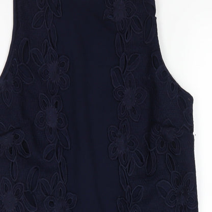 Warehouse Womens Blue Polyester A-Line Size 12 Round Neck Zip
