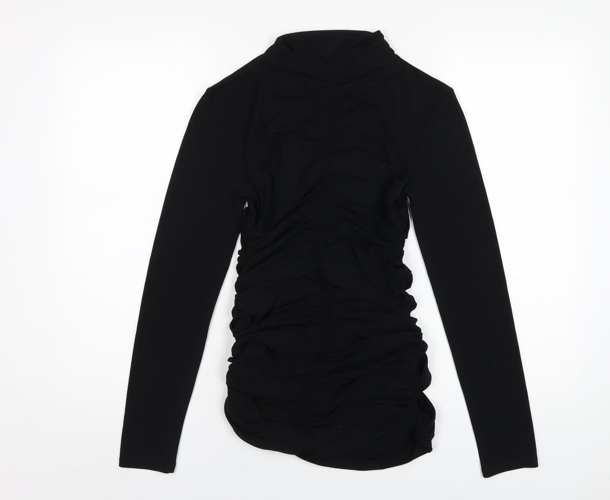 Zara Womens Black Polyester Mini Size M Mock Neck Pullover