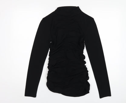 Zara Womens Black Polyester Mini Size M Mock Neck Pullover