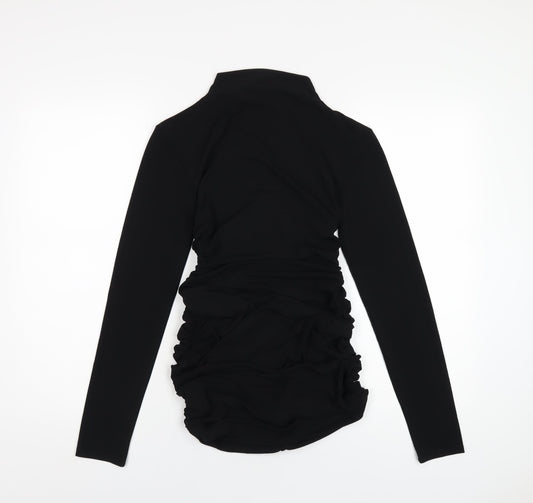 Zara Womens Black Polyester Mini Size M Mock Neck Pullover