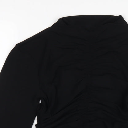 Zara Womens Black Polyester Mini Size M Mock Neck Pullover