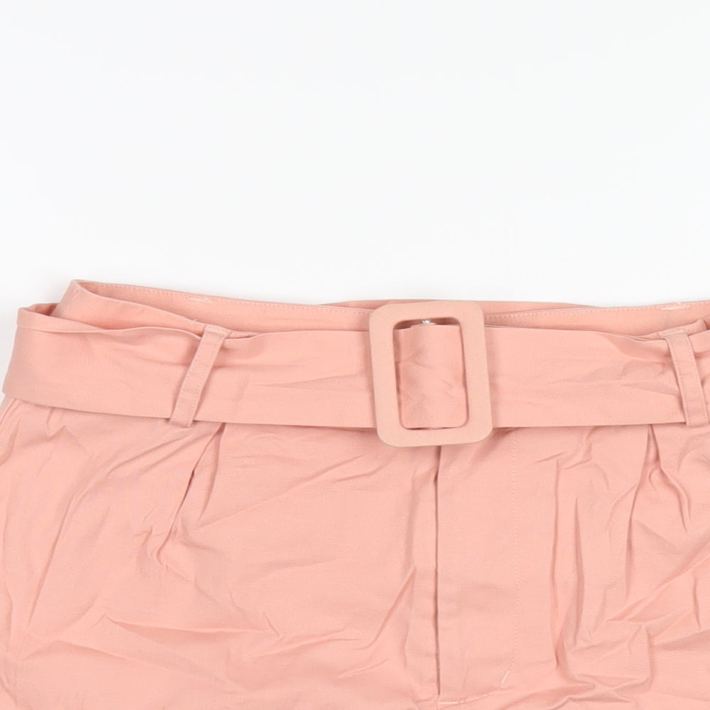 Glamorous Womens Pink Cotton Basic Shorts Size 8 Regular Zip