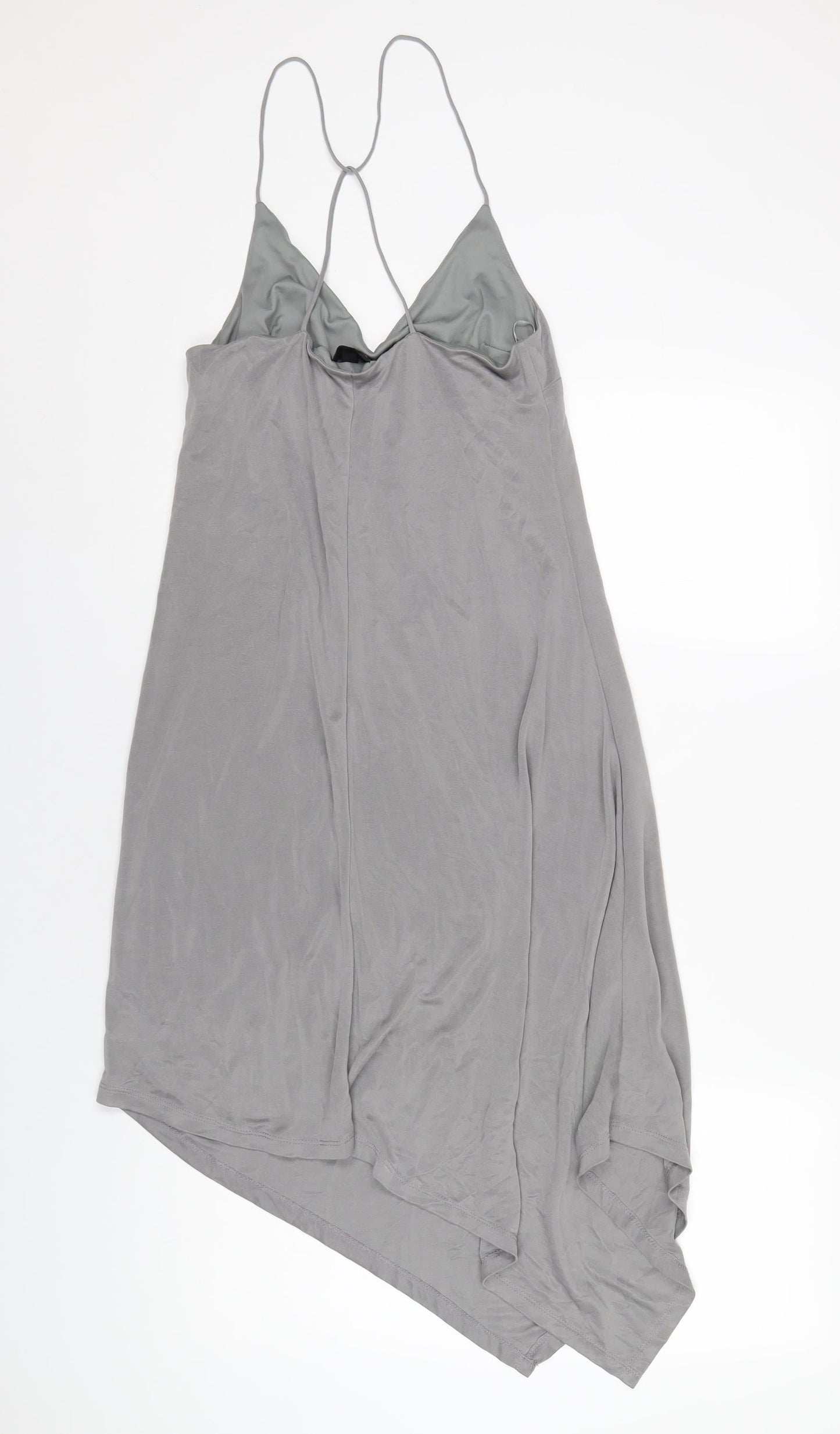 Topshop Womens Grey Polyester A-Line Size 10 V-Neck Pullover