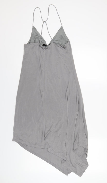 Topshop Womens Grey Polyester A-Line Size 10 V-Neck Pullover