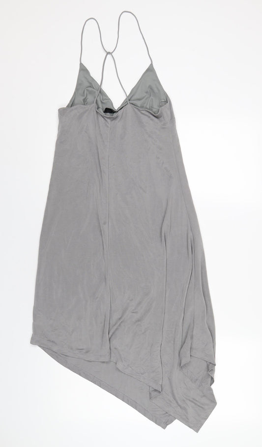 Topshop Womens Grey Polyester A-Line Size 10 V-Neck Pullover