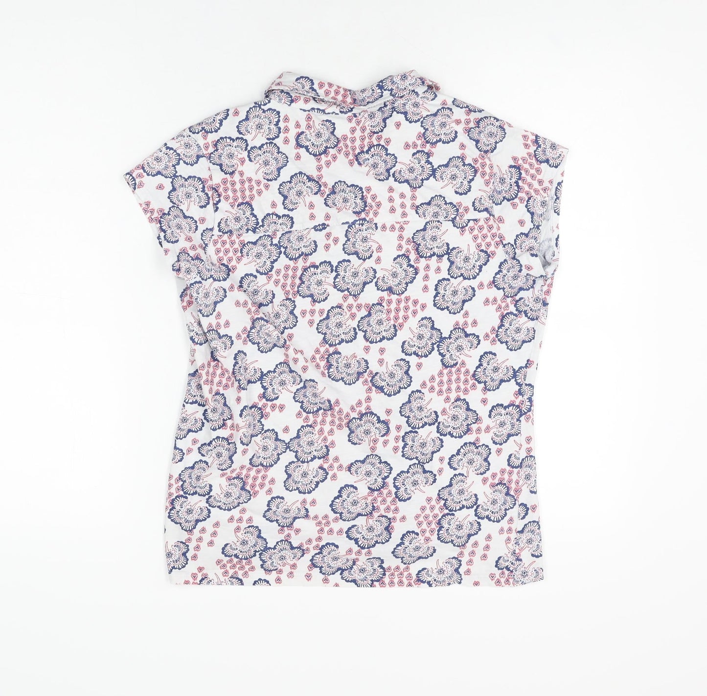 Isle Womens White Floral Cotton Basic Button-Up Size 14 Collared