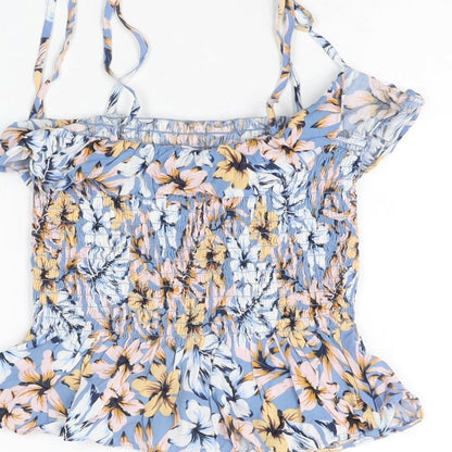 Womens UK Size 8 New Look Blue Cropped T-Shirt