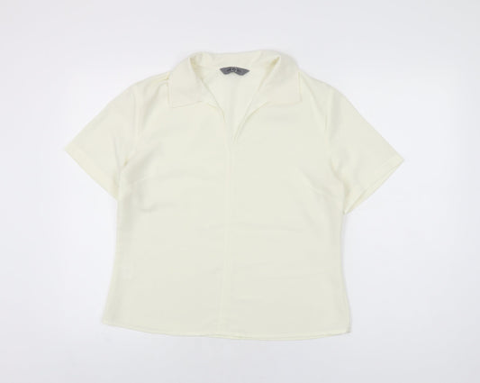 Womens UK Size 14 AMARANTO Ivory Basic Blouse