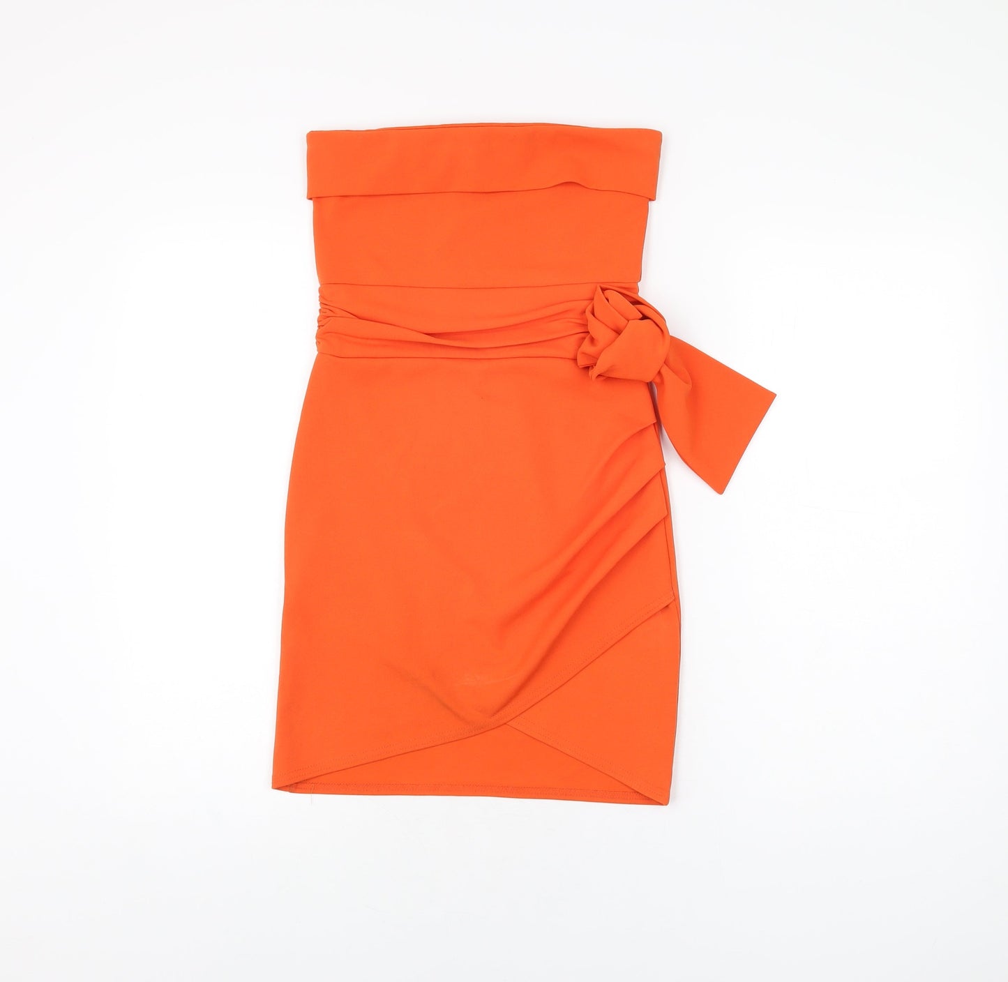 PRETTYLITTLETHING Womens Orange Polyester Bodycon Size 8 Off the Shoulder Pullover