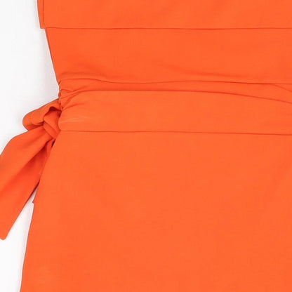 PRETTYLITTLETHING Womens Orange Polyester Bodycon Size 8 Off the Shoulder Pullover