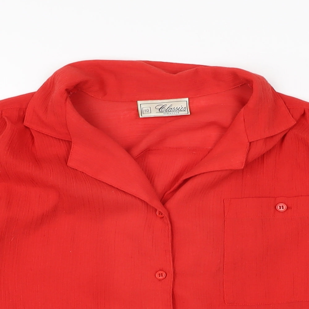 Debenhams Womens Red Polyester Basic Button-Up Size 10 Collared