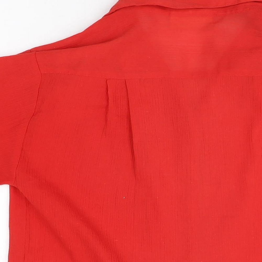 Debenhams Womens Red Polyester Basic Button-Up Size 10 Collared