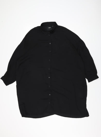 ASOS Womens Black Polyester Shirt Dress Size 10 Collared Button