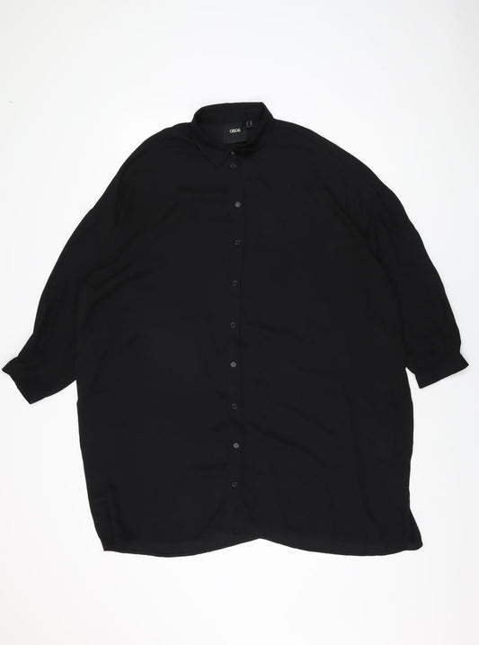 ASOS Womens Black Polyester Shirt Dress Size 10 Collared Button