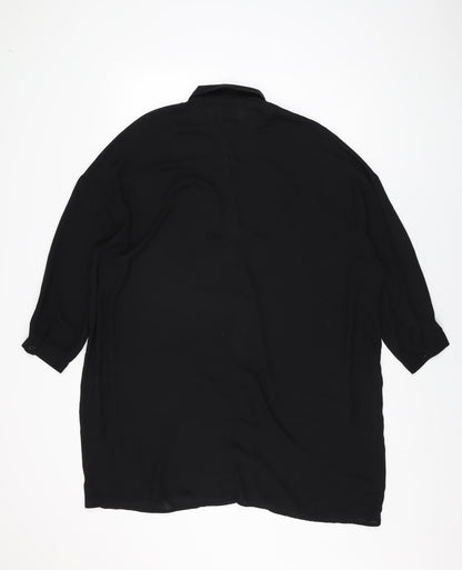 ASOS Womens Black Polyester Shirt Dress Size 10 Collared Button
