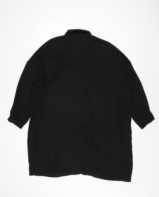 ASOS Womens Black Polyester Shirt Dress Size 10 Collared Button