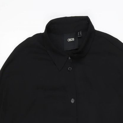 ASOS Womens Black Polyester Shirt Dress Size 10 Collared Button