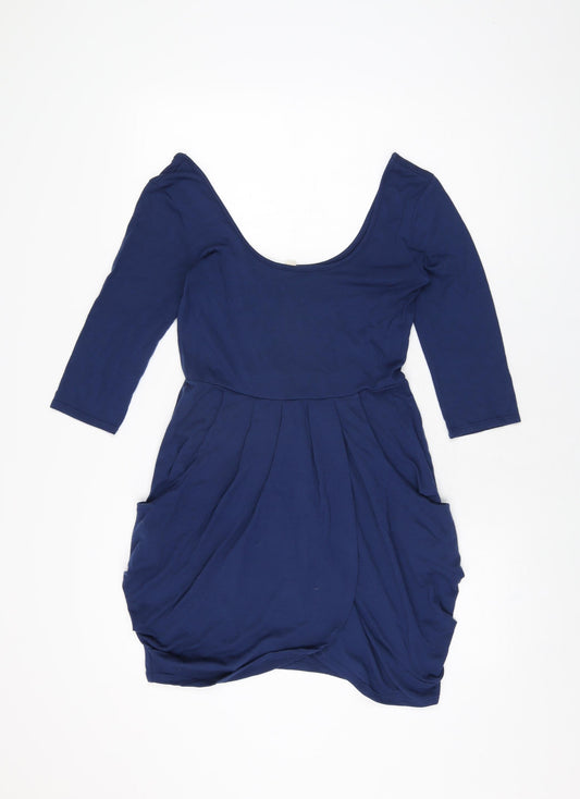 Silence + Noise Womens Blue Rayon Mini Size M Scoop Neck Pullover