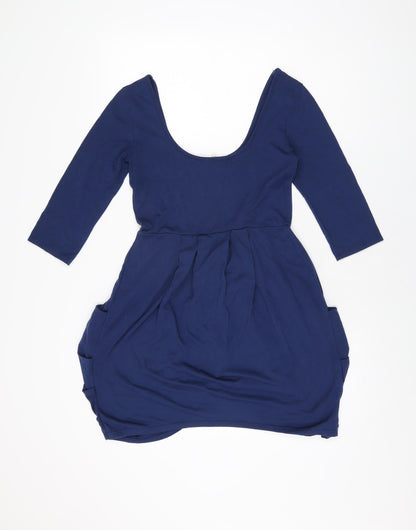 Silence + Noise Womens Blue Rayon Mini Size M Scoop Neck Pullover