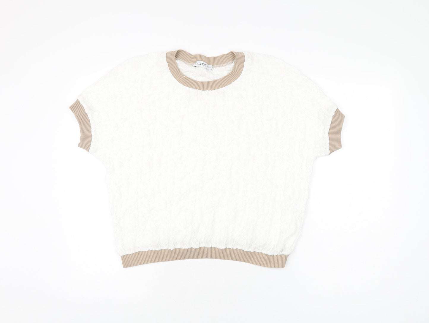 Womens UK Size M Gallery White Basic T-Shirt