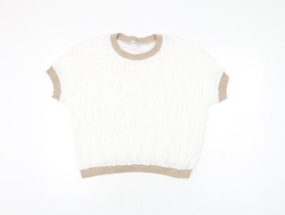 Womens UK Size M Gallery White Basic T-Shirt