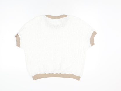 Womens UK Size M Gallery White Basic T-Shirt