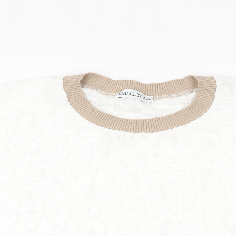 Womens UK Size M Gallery White Basic T-Shirt