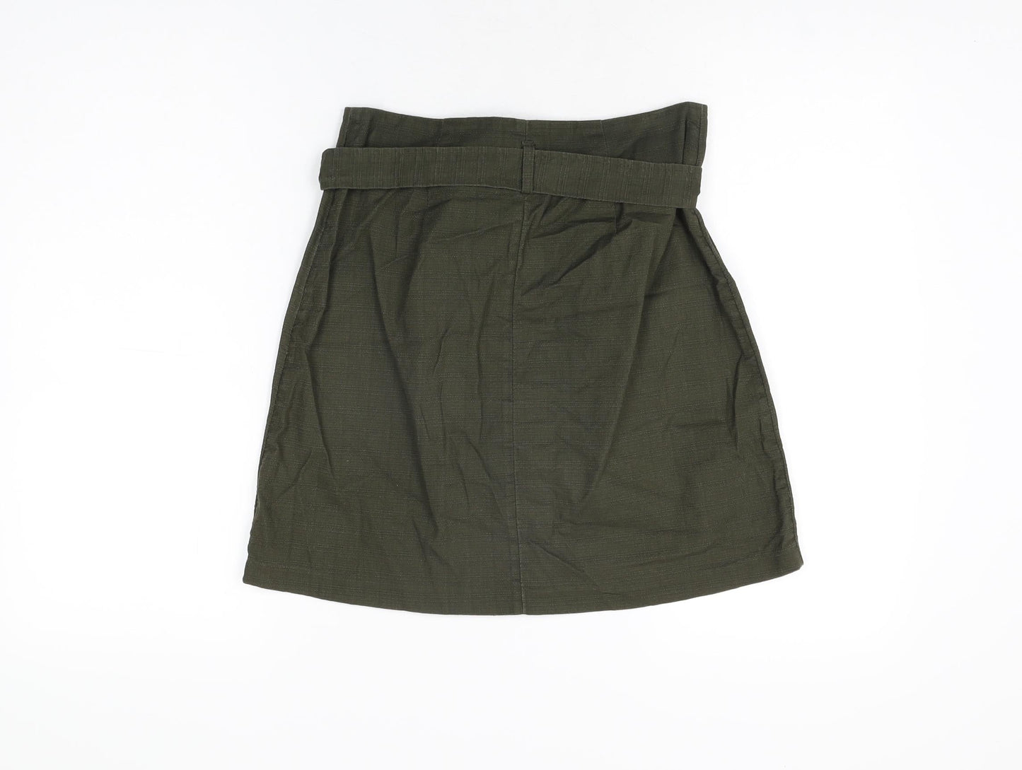 Oasis Womens Green Cotton Mini Skirt Size 8 Button
