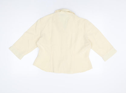 Womens UK Size 14 Wallis Ivory Basic Button-Up