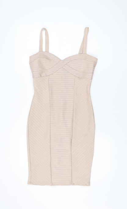 Miss Selfridge Womens Pink Polyester Bodycon Size 10 Sweetheart Zip