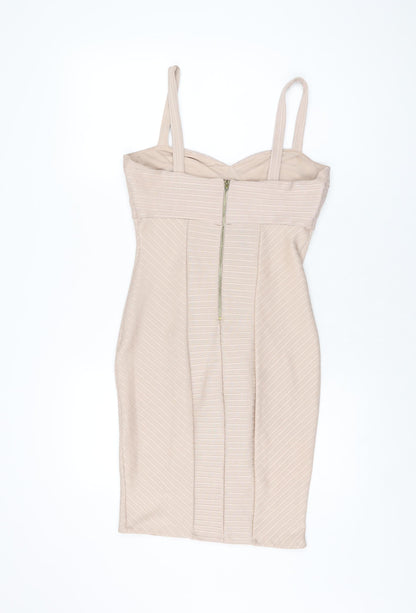 Miss Selfridge Womens Pink Polyester Bodycon Size 10 Sweetheart Zip