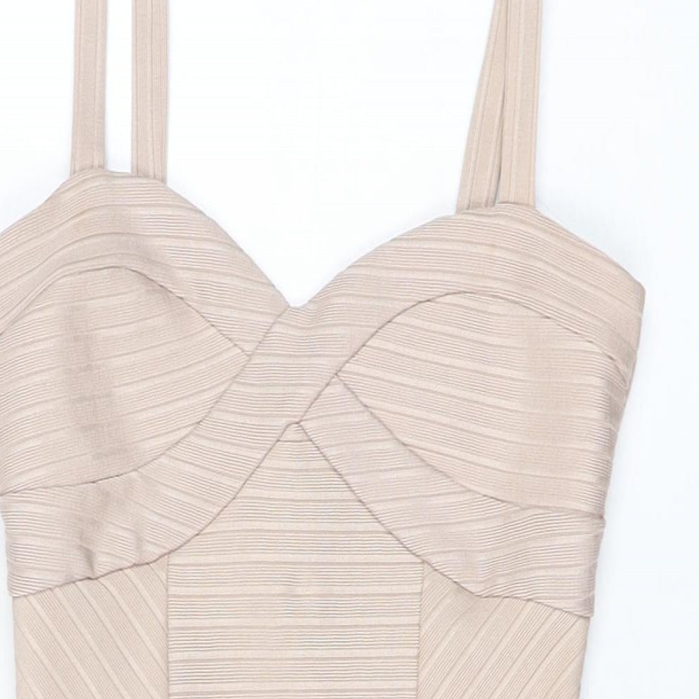 Miss Selfridge Womens Pink Polyester Bodycon Size 10 Sweetheart Zip