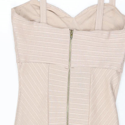 Miss Selfridge Womens Pink Polyester Bodycon Size 10 Sweetheart Zip