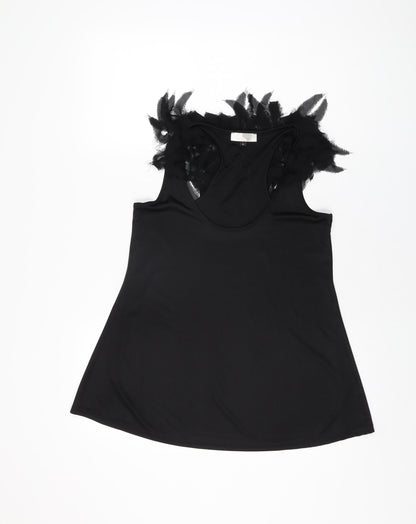 Womens UK Size 10 River Island Black Basic T-Shirt